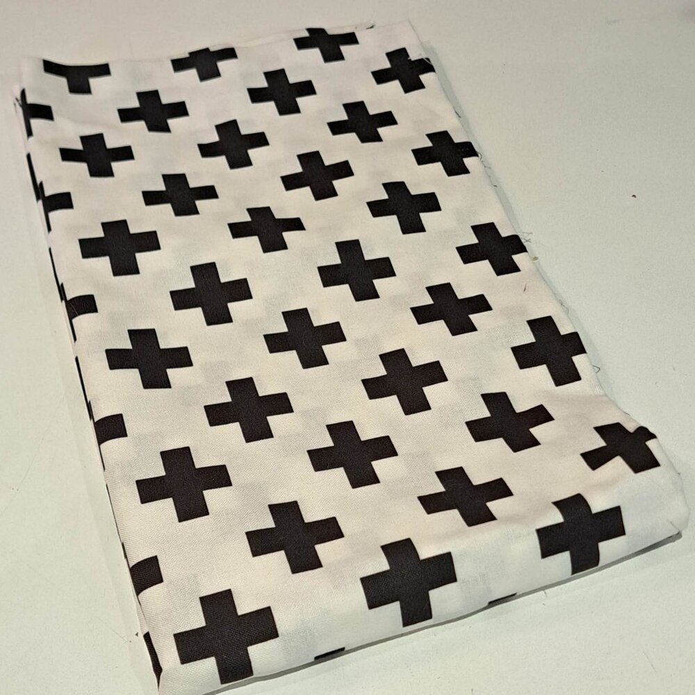 no cross white and black fabric with plus sign design emma & mila
